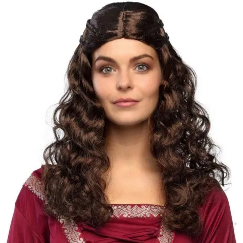 peruka party dlugie loki z warkoczami brazowy boland