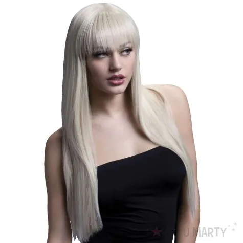 peruka party fever dlugie wlosy z grzywka jasny blond smiffys