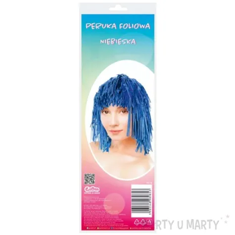 peruka party foliowa blue niebieska godan
