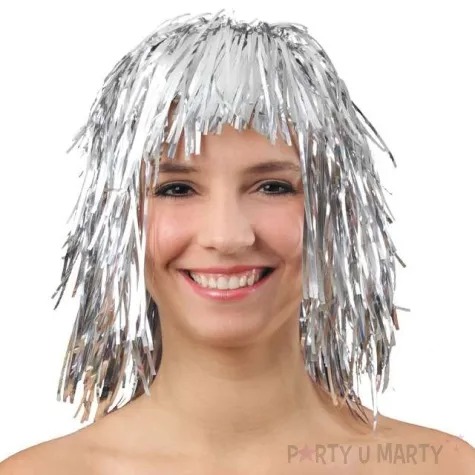 peruka party foliowa girl srebrna kraszek