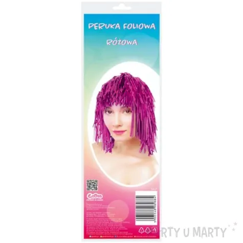 peruka party foliowa pink rozowy godan