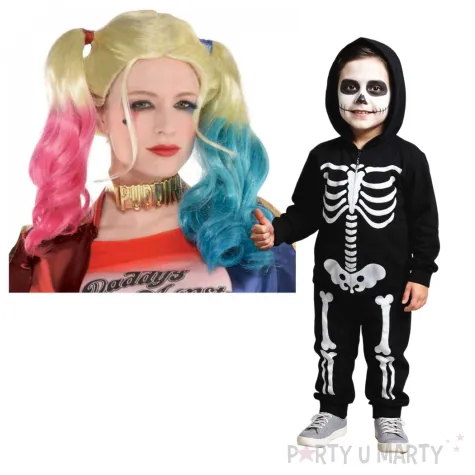 peruka party harley quinn rozowo blekitna amscan