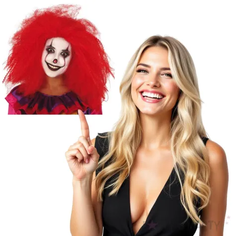 peruka party klaun czerwona guirca