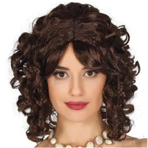 peruka party krecone wlosy guirca brazowa