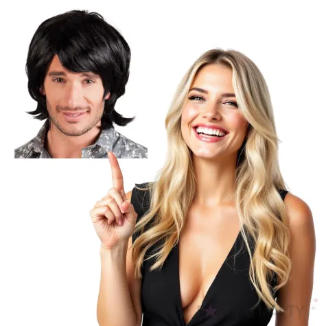 peruka party meskie lata 70 czarna boland