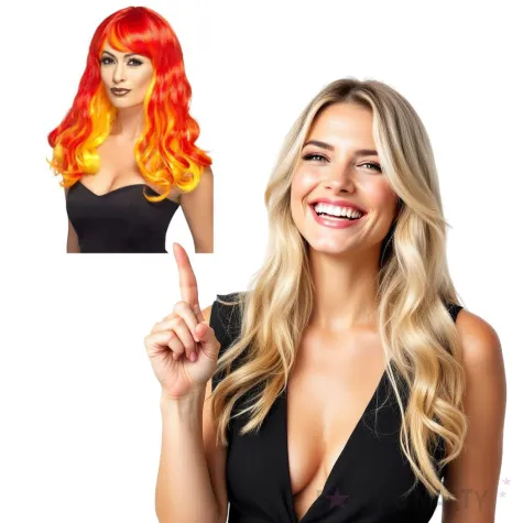peruka party ognista ombre czerwono pomaranczowa smiffys
