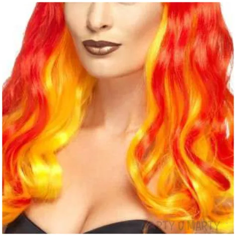 peruka party ognista ombre czerwono pomaranczowa smiffys