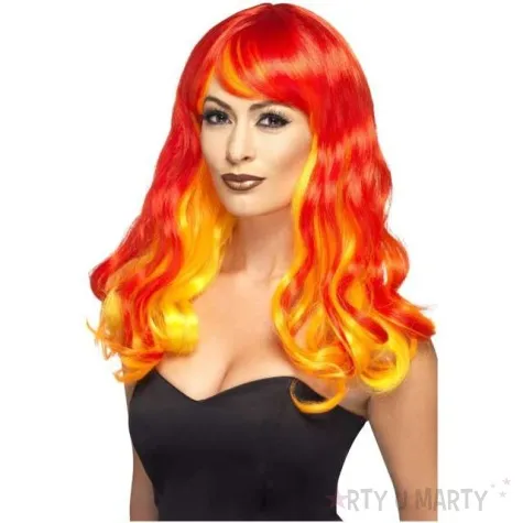peruka party ognista ombre czerwono pomaranczowa smiffys
