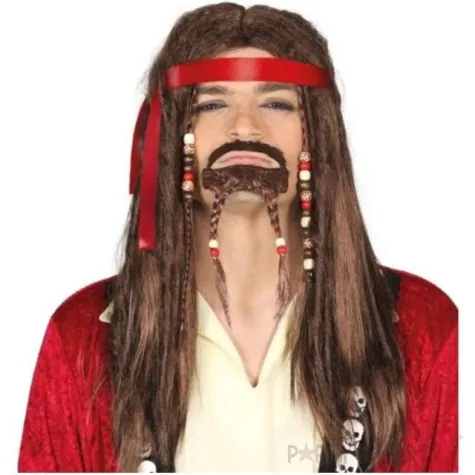 peruka party pirat wasy broda opaska brazowy partytino