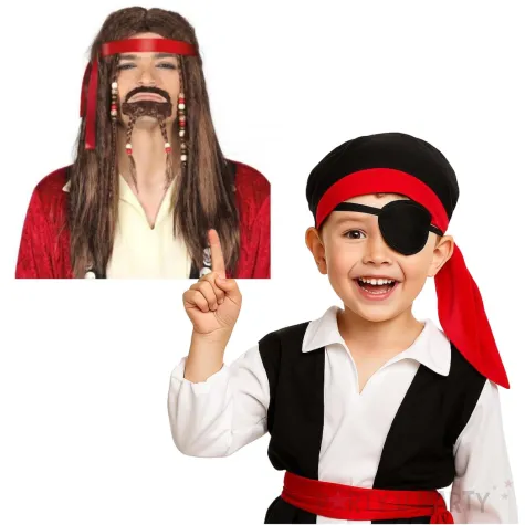 peruka party pirat wasy broda opaska brazowy partytino