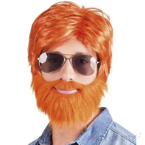 peruka party retro drwal z broda ruda boland