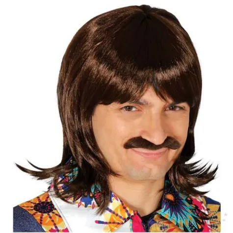 peruka party retro z wasami brazowe guirca