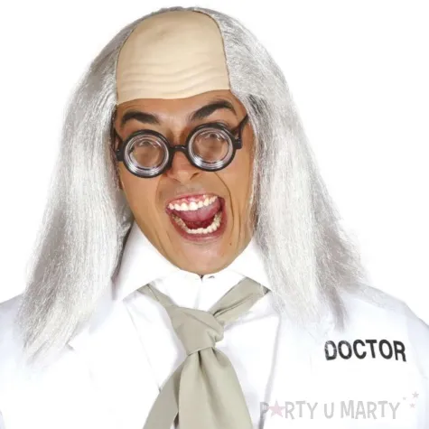 peruka party szalony doktor z lysina bialy guirca