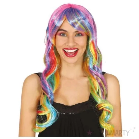 peruka party teczowe loki dluga guirca