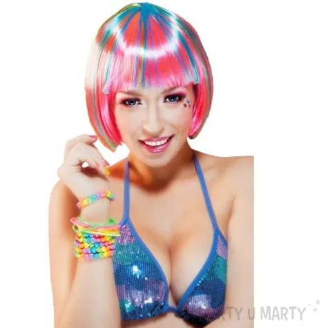 peruka party teczowy bob z grzywka teczowa boland