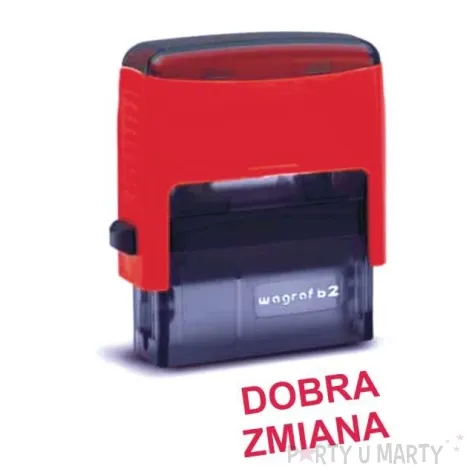 pieczatka z napisem dobra zmiana czerwona 39 x 15 mm