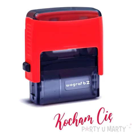 pieczatka z napisem kocham cie czerwona 39 x 15 mm