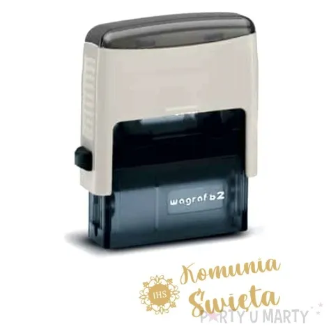 pieczatka z napisem komunia sw hostia biala 39 x 15 mm