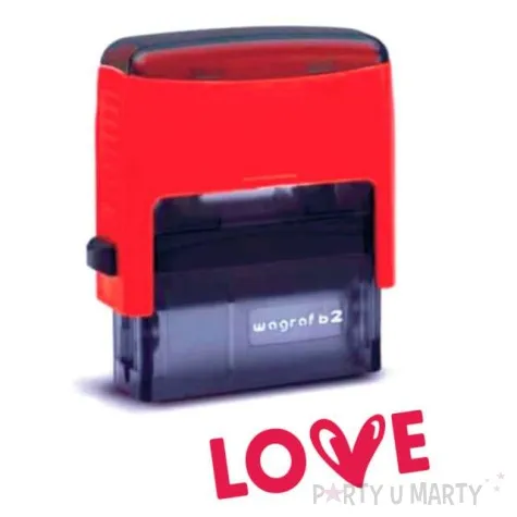 pieczatka z napisem love czerwona 39 x 15 mm
