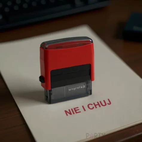 pieczatka z napisem nie i ch czerwona 39 x 15 mm