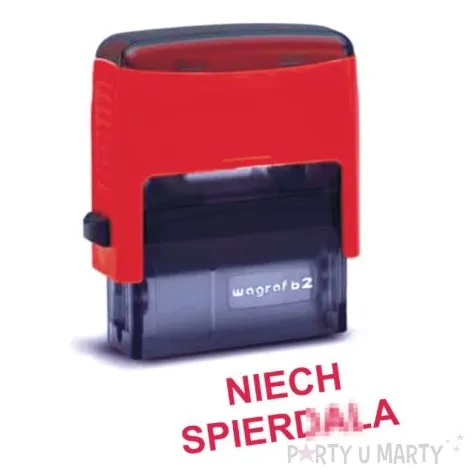 pieczatka z napisem niech spierd czerwona 39 x 15 mm