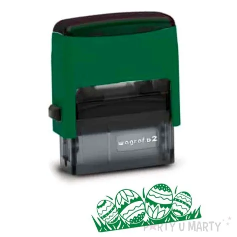 pieczatka z napisem pisanki w trawie zielona 39 x 15 mm