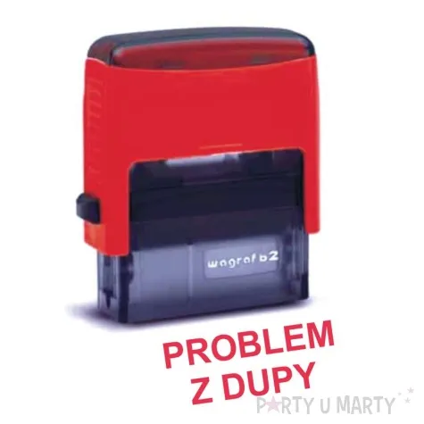 pieczatka z napisem problem z dupy czerwona 39 x 15 mm