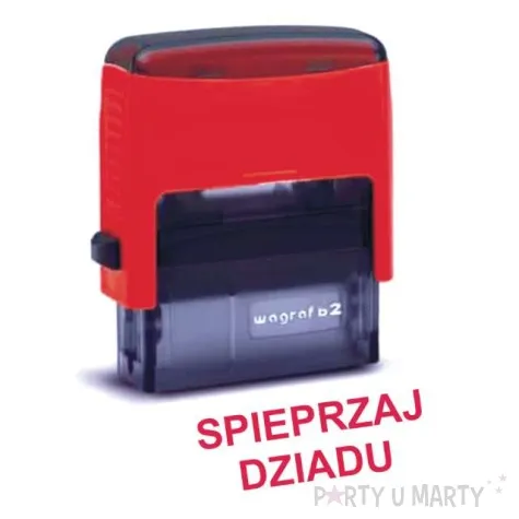 pieczatka z napisem spieprzaj dziadu czerwona 39 x 15 mm