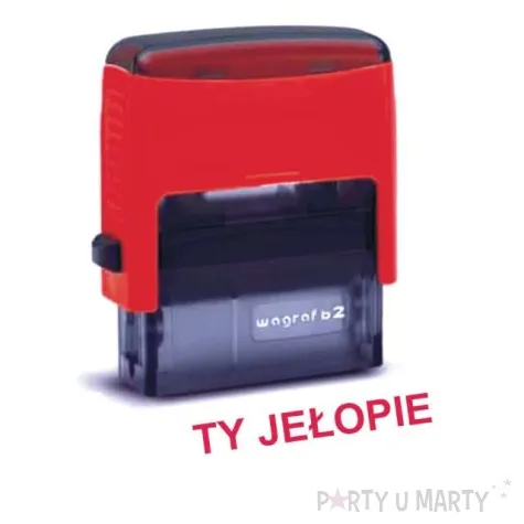 pieczatka z napisem ty jelopie czerwona 39 x 15 mm