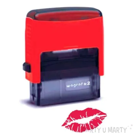 pieczatka z napisem usta czerwona 39 x 15 mm