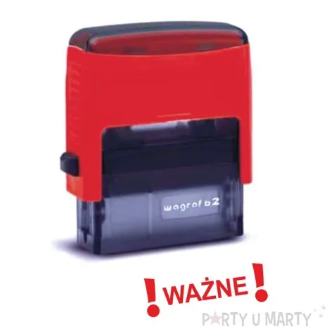 pieczatka z napisem wazne czerwona 38 x 14 mm