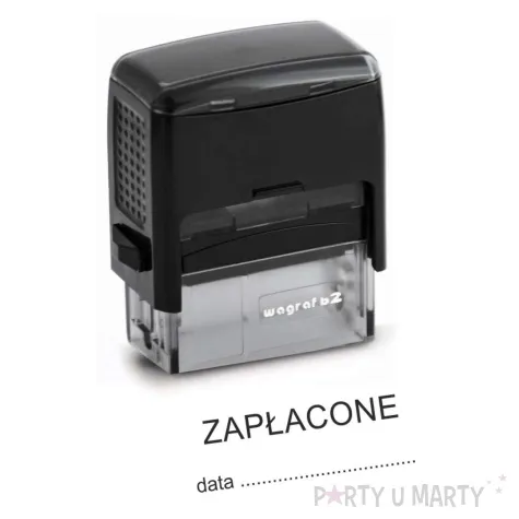 pieczatka z napisem zaplacone data czarna 38 x 14 mm