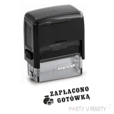 pieczatka z napisem zaplacono gotowka pieniadze bold czarna 38 x 14 mm