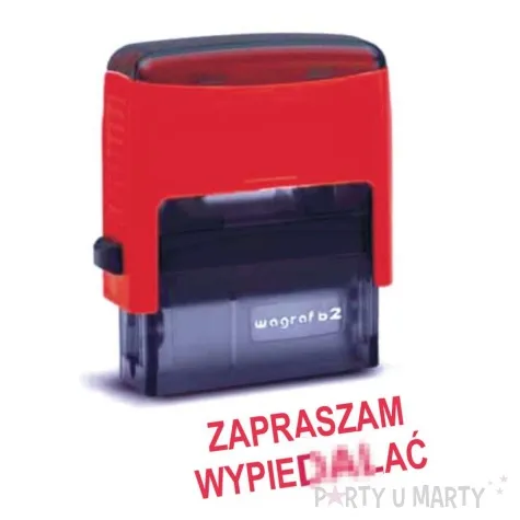 pieczatka z napisem zapraszam wypierd c czerwona 39 x 15 mm