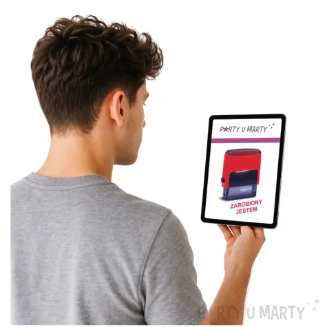 pieczatka z napisem zarobiony jestem czerwona 39 x 15 mm