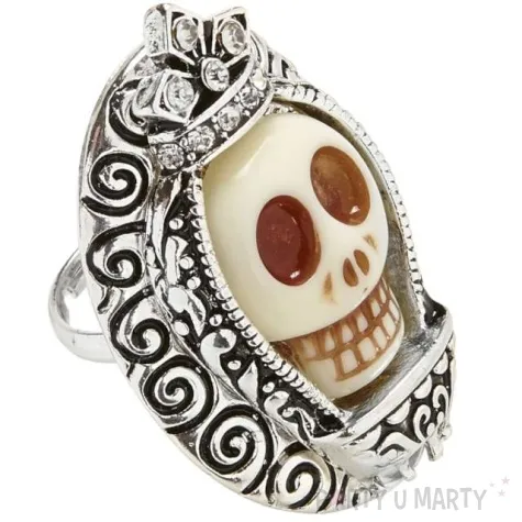 pierscionek czaszka dia de los muertos bialy widmann