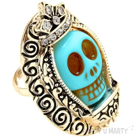 pierscionek czaszka dia de los muertos turkusowy widmann