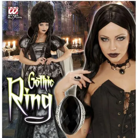 pierscionek gotycki z diamentem czarny widmann