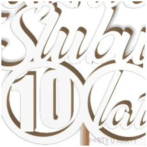 pik ozdobny 10 rocznica slubu bialy 24 cm