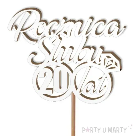 pik ozdobny 20 rocznica slubu bialy 24 cm