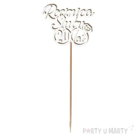 pik ozdobny 20 rocznica slubu bialy 24 cm