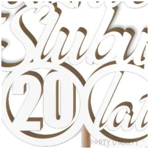 pik ozdobny 20 rocznica slubu bialy 24 cm