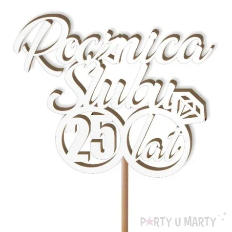 pik ozdobny 25 rocznica slubu bialy 24 cm