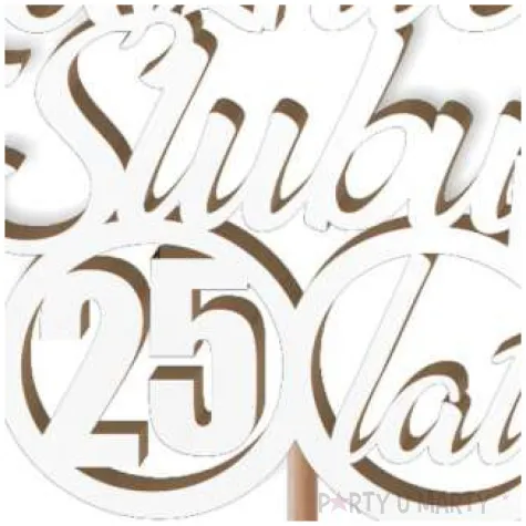 pik ozdobny 25 rocznica slubu bialy 24 cm