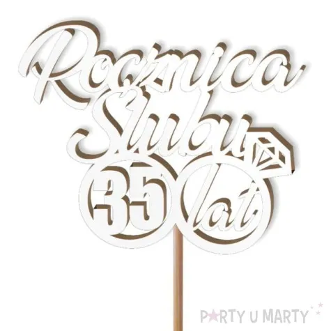 pik ozdobny 35 rocznica slubu bialy 24 cm