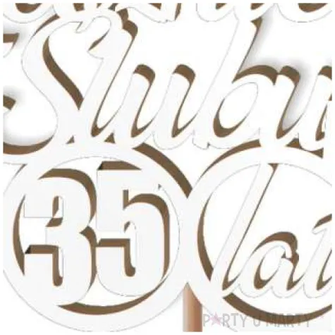 pik ozdobny 35 rocznica slubu bialy 24 cm