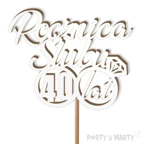 pik ozdobny 40 rocznica slubu bialy 24 cm