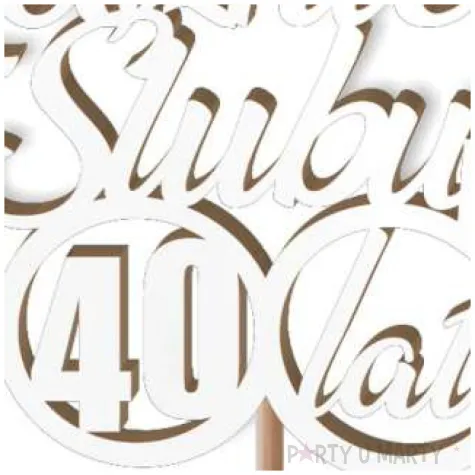 pik ozdobny 40 rocznica slubu bialy 24 cm