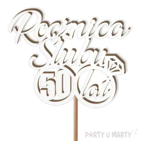 pik ozdobny 50 rocznica slubu bialy 24 cm