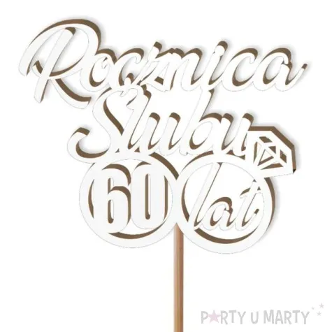pik ozdobny 60 rocznica slubu bialy 24 cm